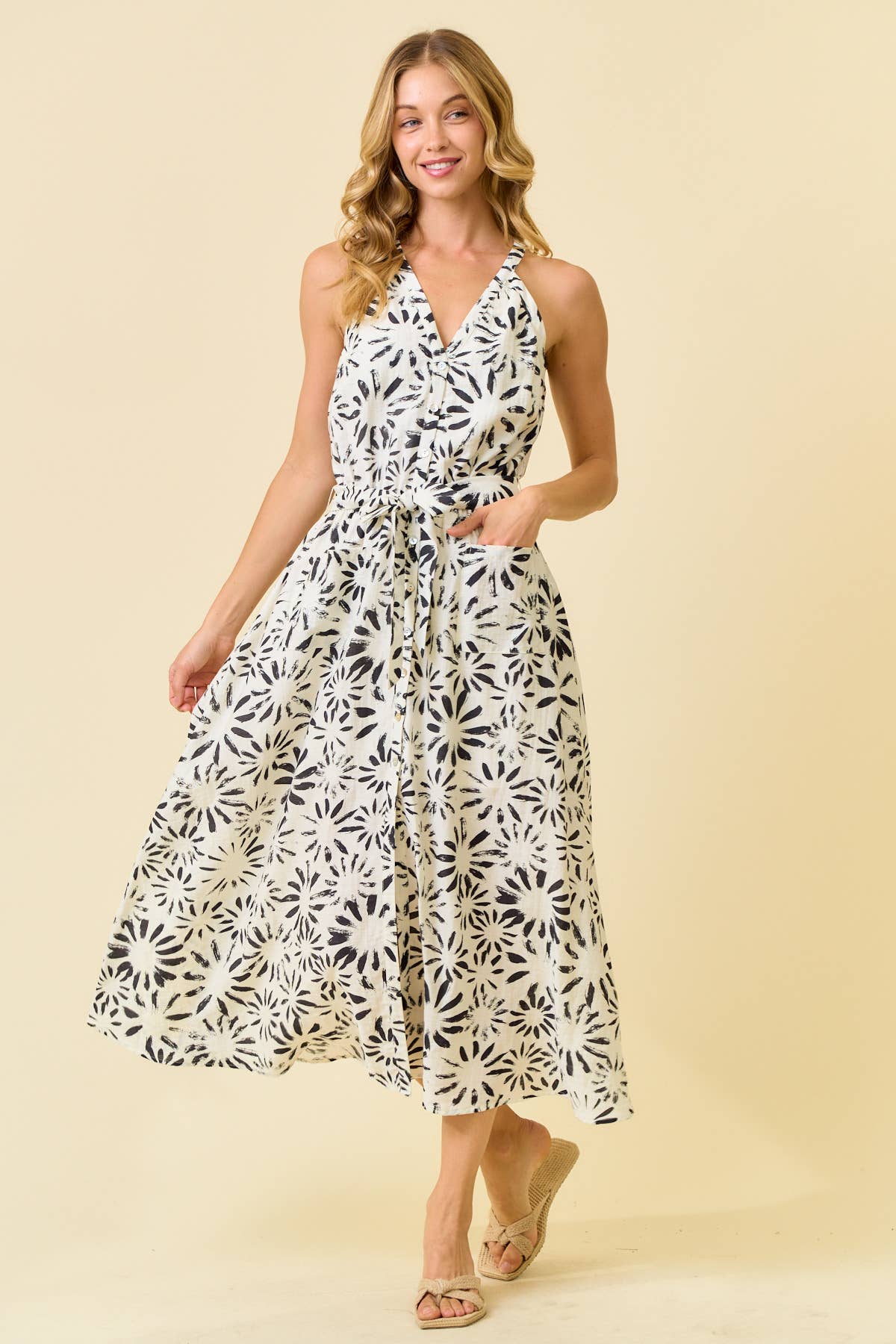 Ana Floral Halter Midi Dress