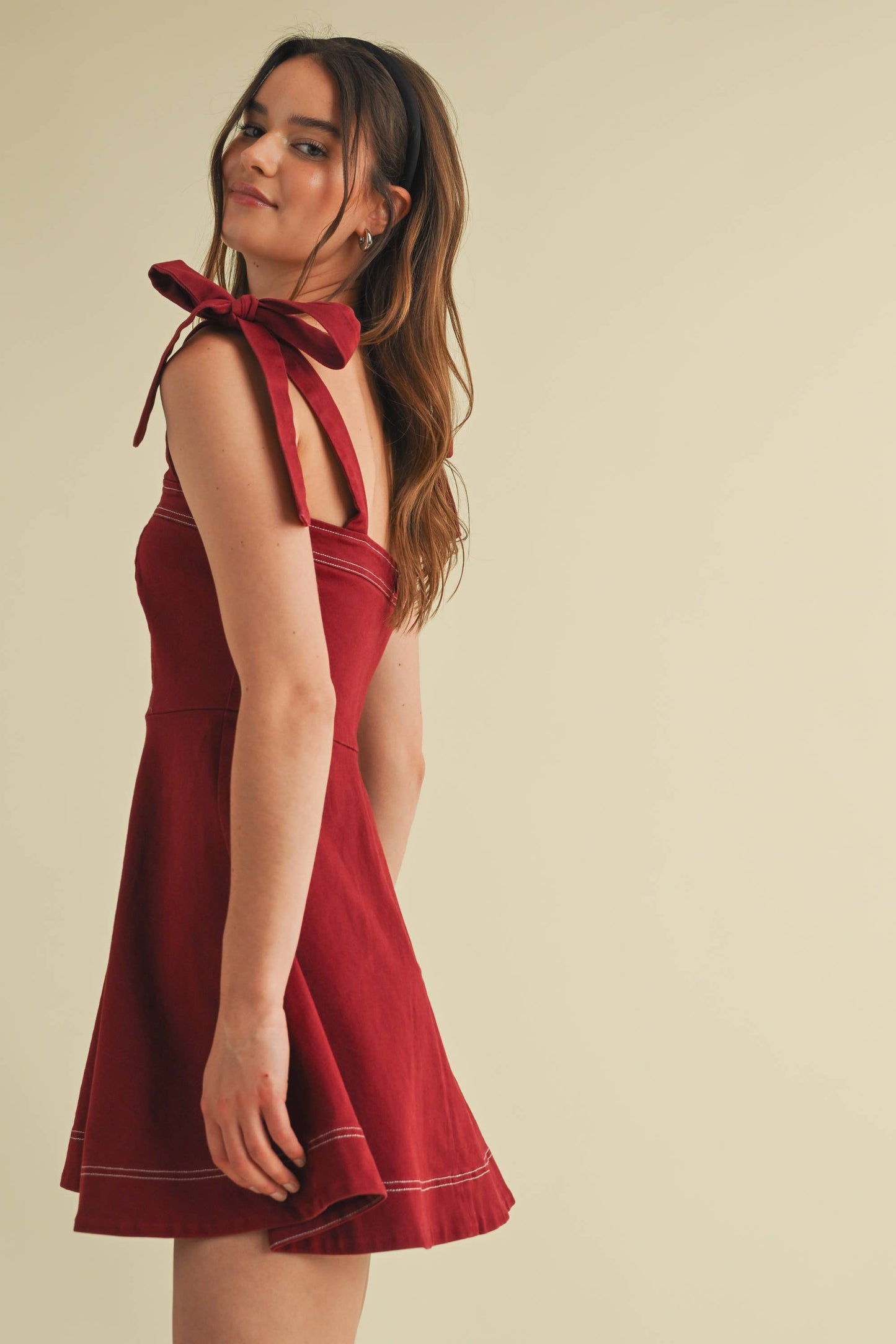 Macie Maroon Flowy Mini Dress