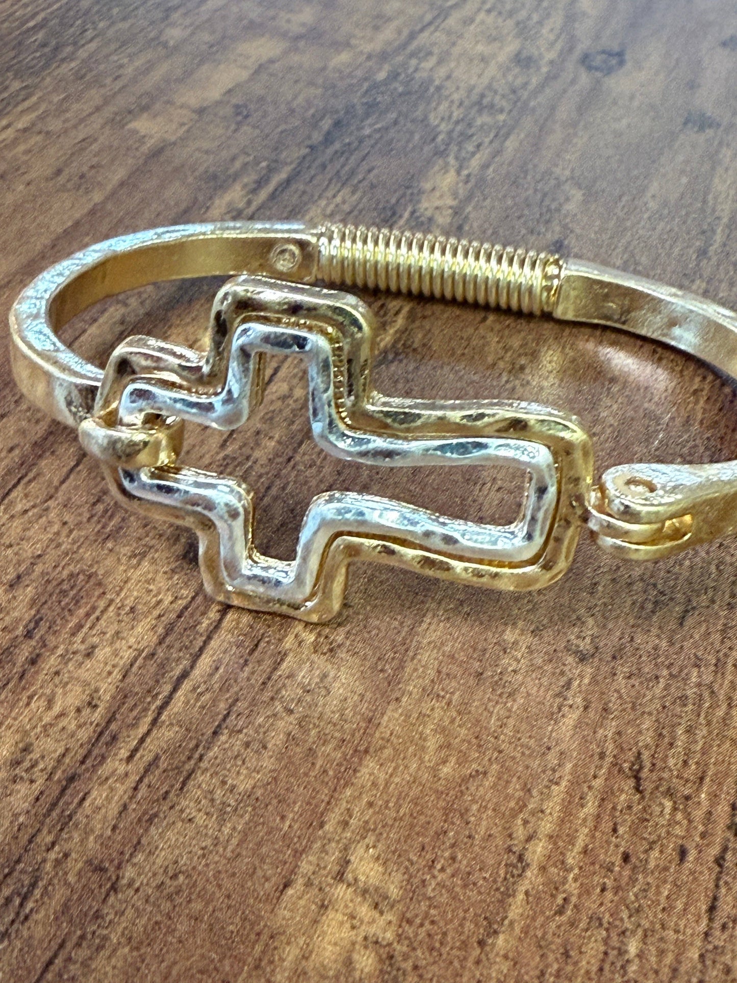 Mixed Metal Cross Cuff Bracelet