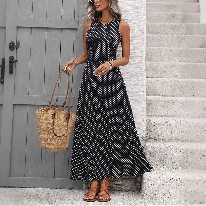 Lily Polka Dot Open Back Maxi Dress