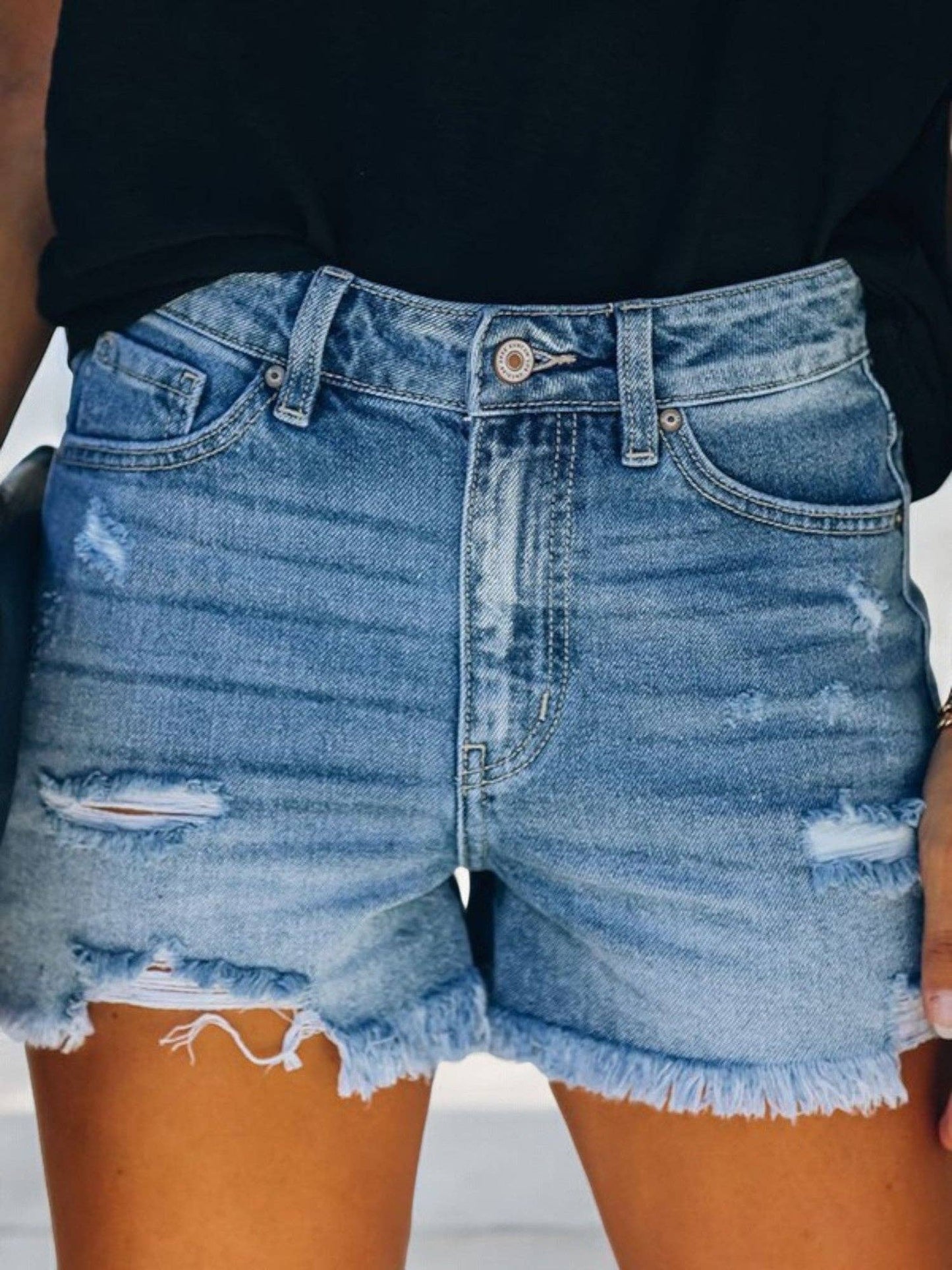 Summer Distressed Denim Shorts
