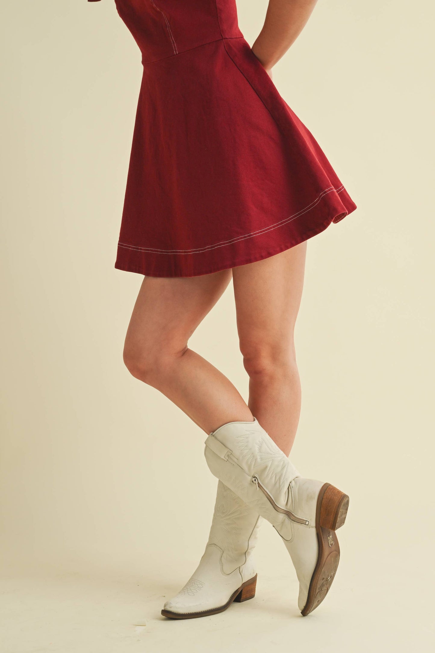 Macie Maroon Flowy Mini Dress