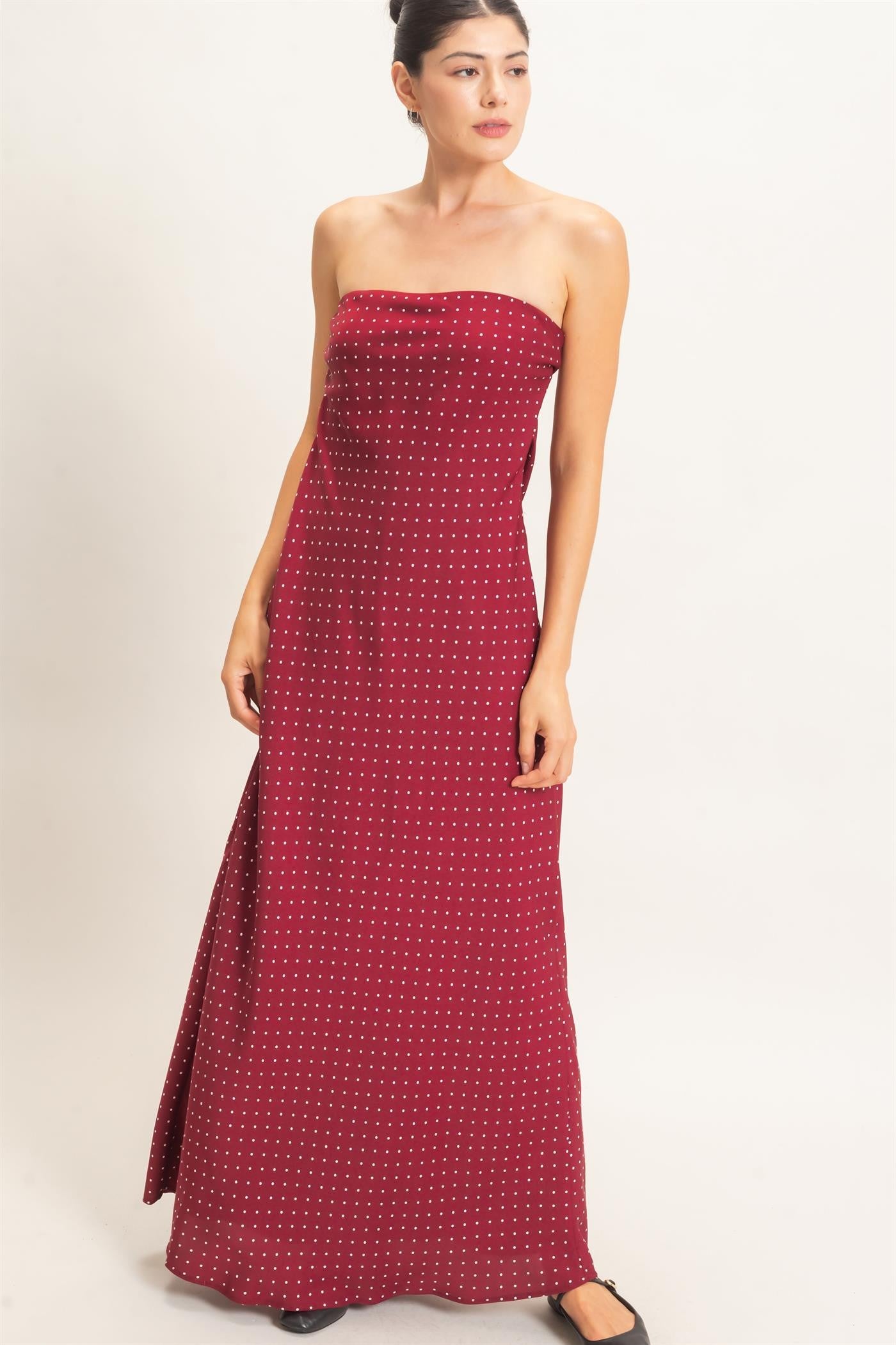 Candi Strapless Polka Dot Maxi Dress