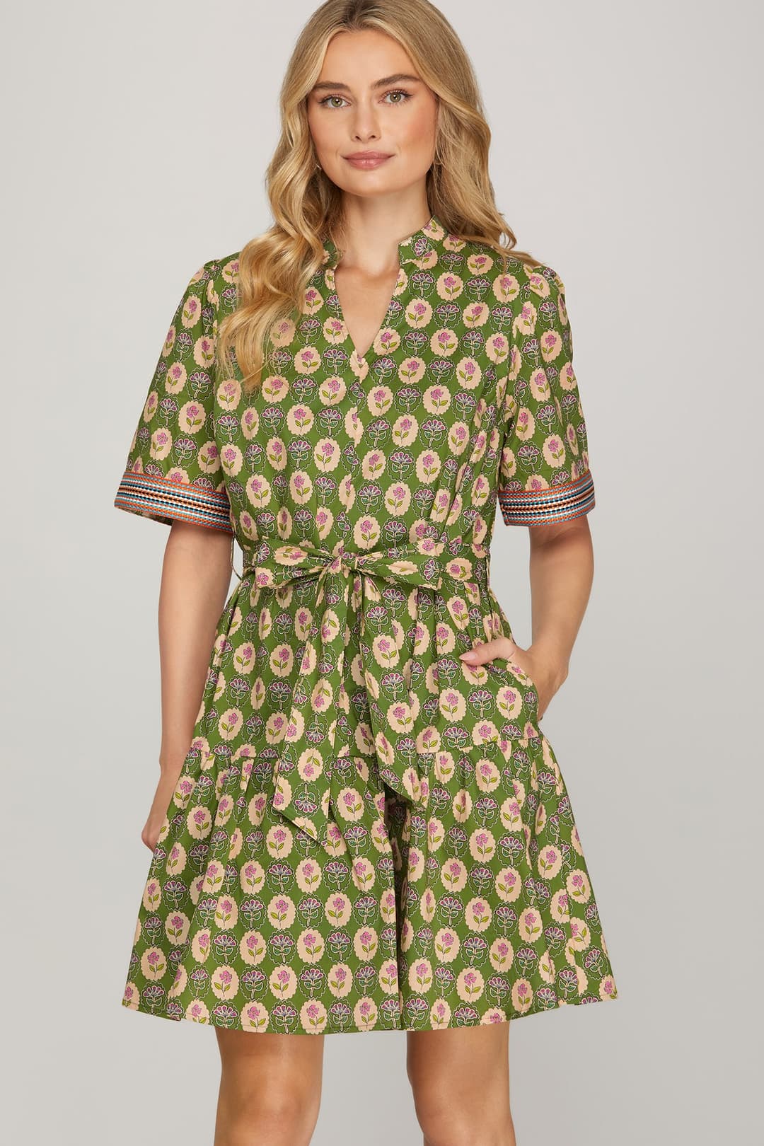 Olive Floral Mini Dress
