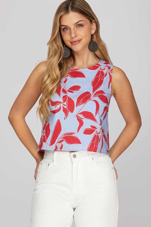 Savannah Back Button Down Printed Top